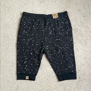 NWT Route 66 Black and White Jogger Shorts with Speckled Pattern